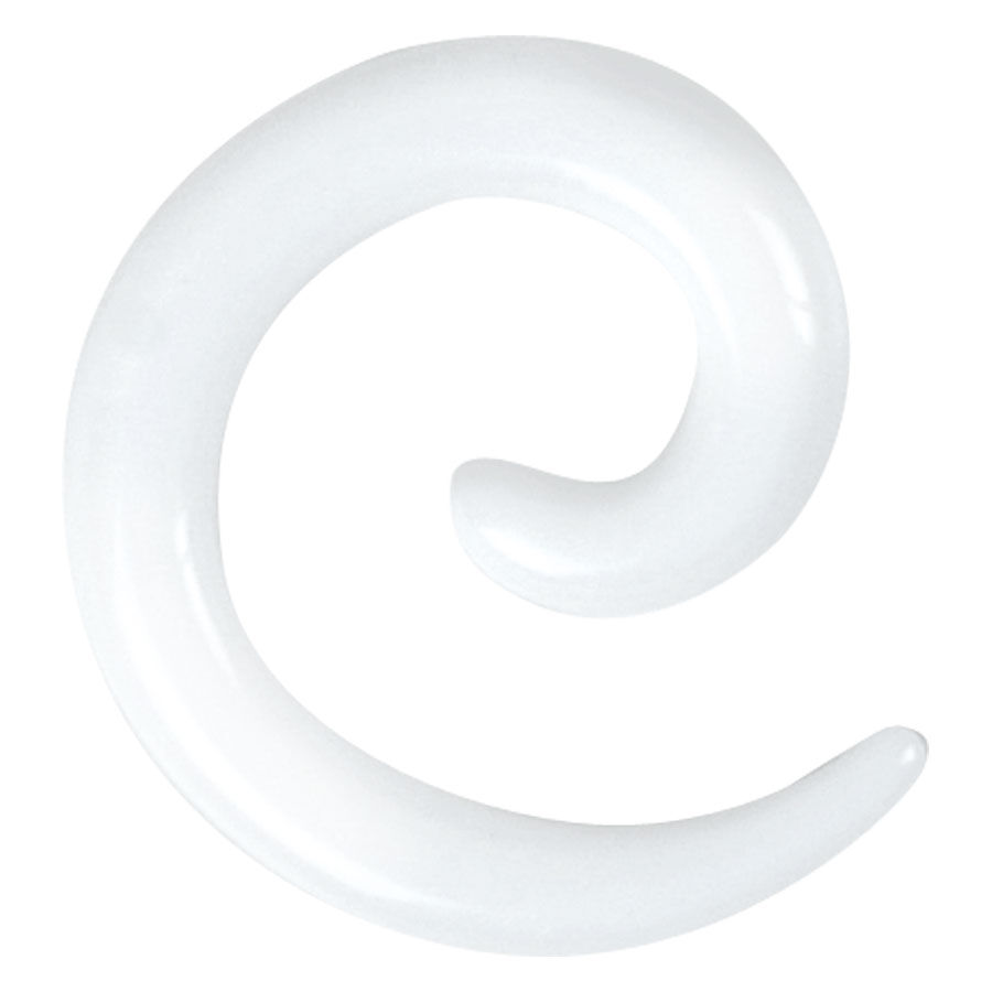 Weiße Acryl Dehnspirale von Wildcat Weiße Acryl Dehnspirale auf neutralem Hintergrund in Spiralform