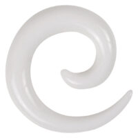 Weiße Acryl-Dehnspirale von Wildcat Weiße, glänzende Acryl-Dehnspirale auf neutralem Hintergrund