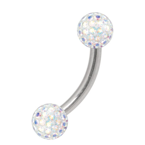Gebogenes Titan Bananabell mit Aurora Boreale Kristallen, 6 mm