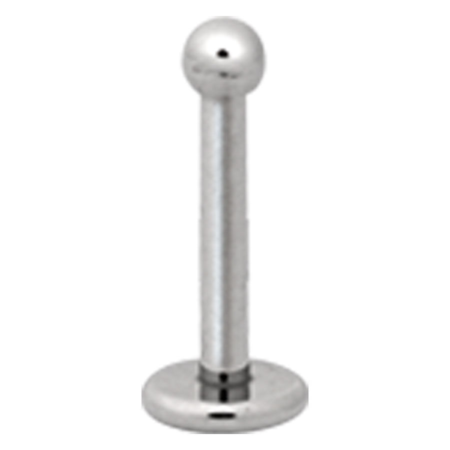 Silbernes Titan Labret mit Kugel Silbernes Labret aus Titan mit Kugel auf weißem Hintergrund