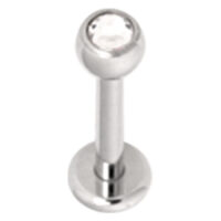 Basic Jewelled Labret 7,0 mm Kristallklar Silbernes Labret mit kristallklarem Stein, 7,0 mm Länge, 4,0 mm Kugelgröße