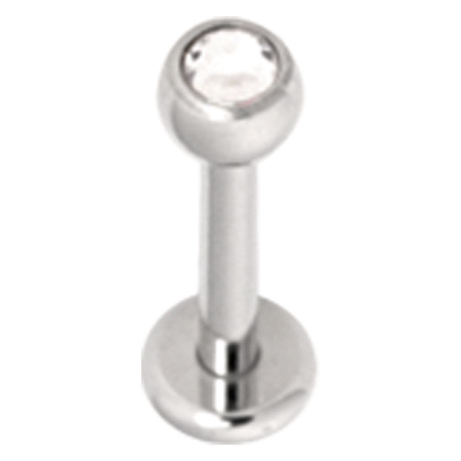 Basic Jewelled Labret 7,0 mm Kristallklar Silbernes Labret mit kristallklarem Stein, 7,0 mm Länge, 4,0 mm Kugelgröße