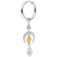 Celestial Light Hoops in Silber und Gold Silberner Ohrring mit goldener Sonne und klarem Kristallanhänger