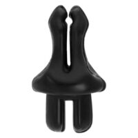 Schwarzer Clip für Body Bit Displays Schwarzer Clip aus PTFE für Body Bit Displays auf weißem Hintergrund