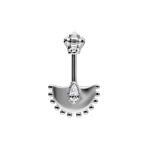 Vertical Helix Crystal Hatchet Barbell - Silvercoloured Metal