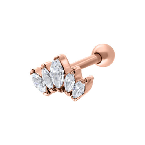 Crystal Lotus Flower Earbarbell - Rosegold