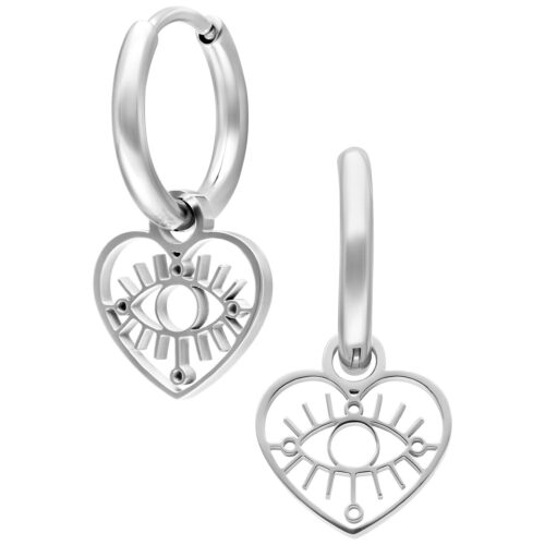 Mini Heart Eye Hoops Pair