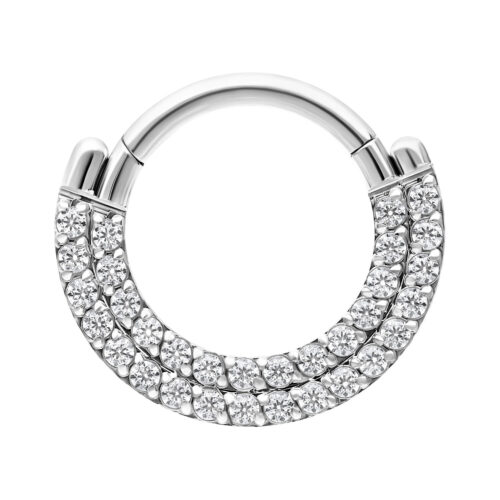 Double Crystal Row Clicker - Silvercoloured Metal