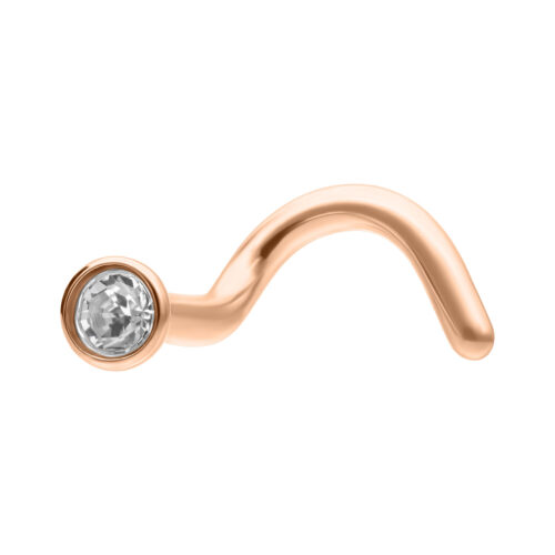 Chiodino nostril cristallo in titanio oro rosa