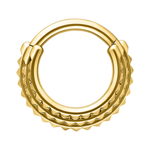 Triple Spike Hinged Septum Clicker - Golden Metal