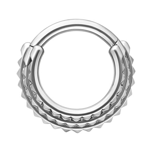 Triple Spike Hinged Septum Clicker - Silvercoloured Metal