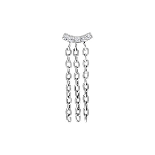 Push Fit Crystal Bar Chain Attachment - Silvercoloured Metal