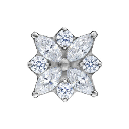 Push Fit Crystal Blossom Attachment - Silvercoloured Metal