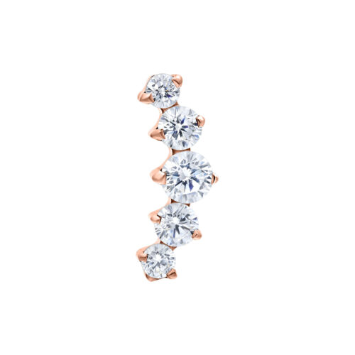 Push Fit Curved 5 Crystal Attachment - Rosegold