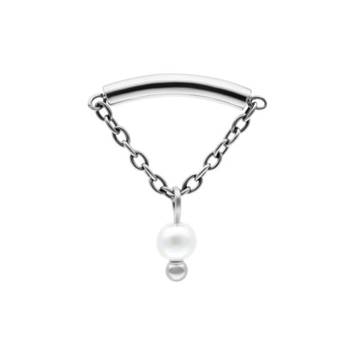 Synthetic Pearl Hidden Helix Push Fit Attachment - Silvercoloured Metal