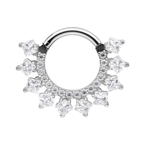 Crystal Halo Septum Clicker - Silvercoloured Metal