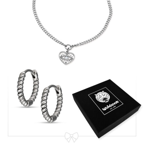Little Heart Eye Bracelet with Hoops Set