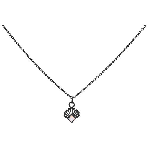 Opal Fan Necklace - Black Metal
