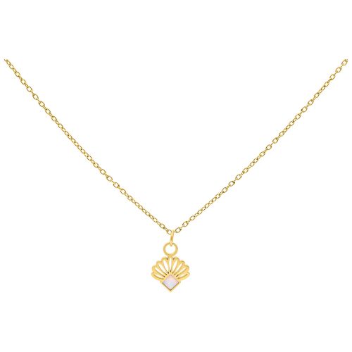 Opal Fan Necklace - Golden Metal