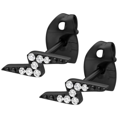 Crystal Lightning Earstuds - Black Metal