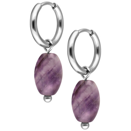 Little Gemstone Drop Hoops (Pair)
