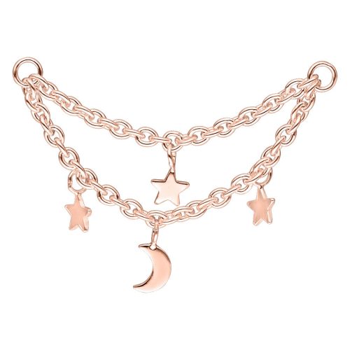 Moon & Stars Piercing Connection Chain - Rosegold