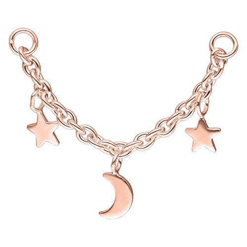 Moon & Stars Piercing Connection Chain - Rosegold