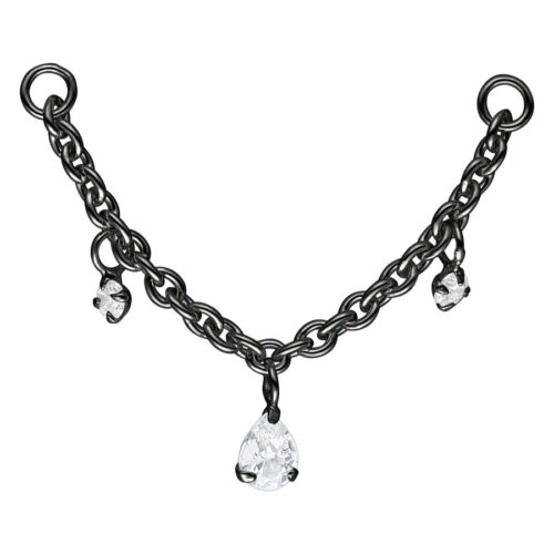 Crystal Dangling Teardrops Piercing Connection Chain