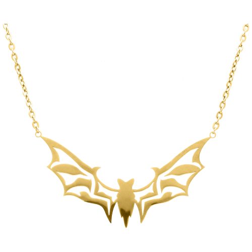 Big Bat Necklace - Golden Metal