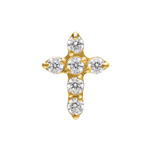Push Fit Little Crystal Cross Attachment - Golden Metal
