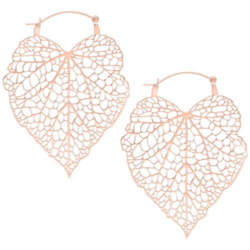 Lovely Leaf Hoops - Rosegold