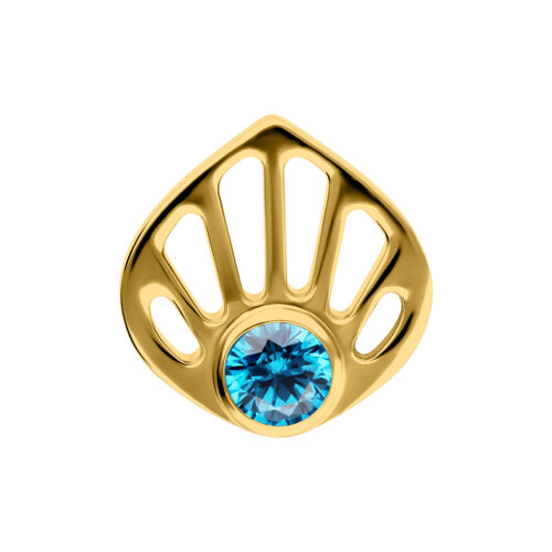 Titan Zirconline® - Push Fit Turquoise Crystal Seashell Attachment - Golden Metal