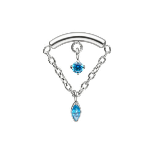 Titan Zirconline®  - Double Jewelled Turquoise Hidden Helix Push Fit Attachment