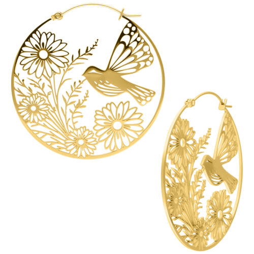 Summerbird Hoops Pair - Golden Metal