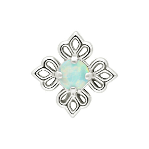 Push Fit Synthetic Opal Flower Ornament Attachment - Or blanc