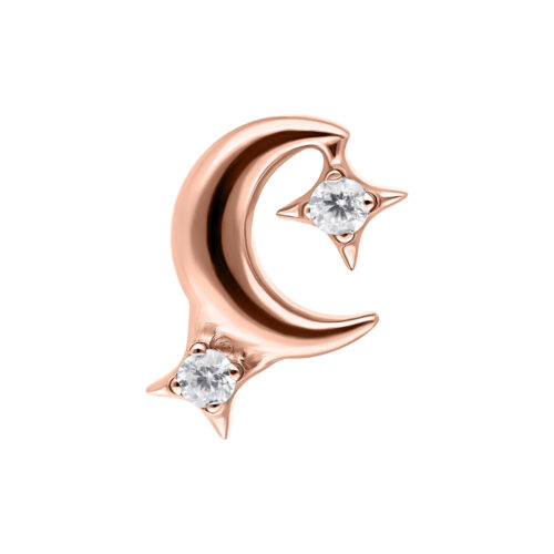Push Fit Moon with Crystal Attachment - Rosegold