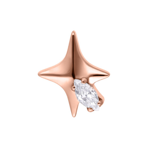 Push Fit Star with Crystal Attachment - Rosegold