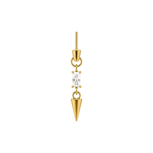 Baguette Crystal with Spike Rook Push Fit Attachment - Golden Metal